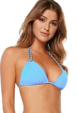Sauvage Swimwear Mariposa/Gold Chain*Baby Blue Mariposa Chain Halter