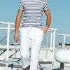 Sauvage Swimwear Workout + Linen*Charcoal/White Luxury Knit Stripe T-Shirt Charcoal/White