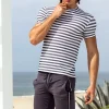Sauvage Swimwear Workout + Linen*Midlength Athletic Short w. white stripe. Grey